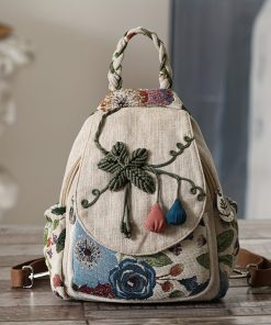 Women's Embroidered Backpack, Lightweight & Artistic Crossbody Daypack Bag