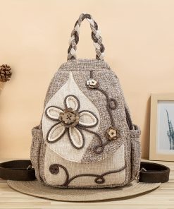 Bohemian Style Handwoven Flower Backpack for Women - Multifunctional and Versatile Bag for Beach, Vacation, and Travel