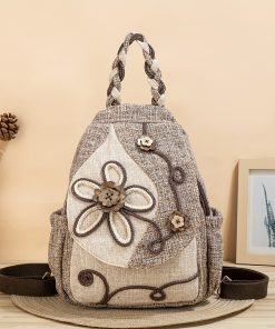 Bohemian Floral Embroidered Backpack for School and Travel